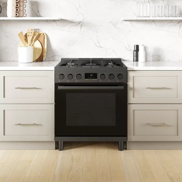 Bosch 800 Series 30" Black Stainless Steel Freestanding Dual Fuel Range