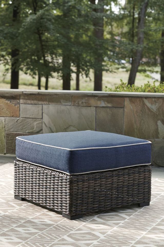 Signature Design by Ashley® Grasson Lane Brown/Blue Ottoman with Cushion 3