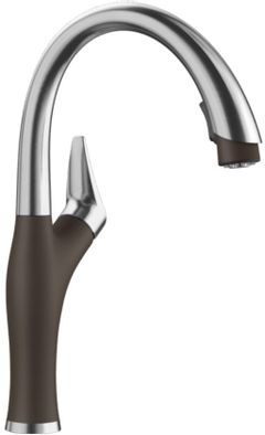 Blanco® Artona Stainless Finish/Café Brown 2.2 GPM Kitchen Faucet with Pull-Down Spray