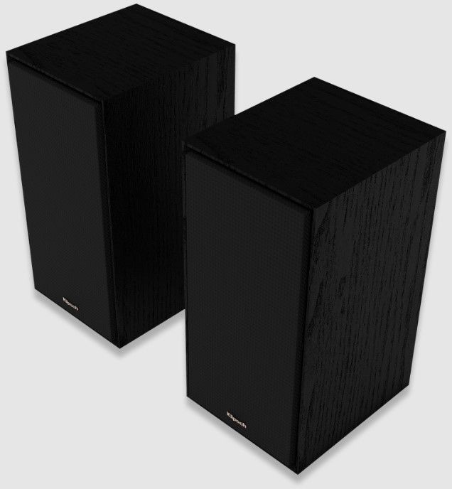 Klipsch® Reference Black Textured Wood Grain Vinyl Bookshelf Speakers 1