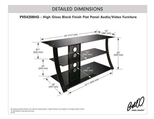 Bell'O® High Gloss Black Flat Panel A/V Furniture System 4