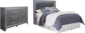 Signature Design by Ashley® Lodanna 2-Piece Gray Queen/Full Upholstered Panel Headboard with Dresser Set