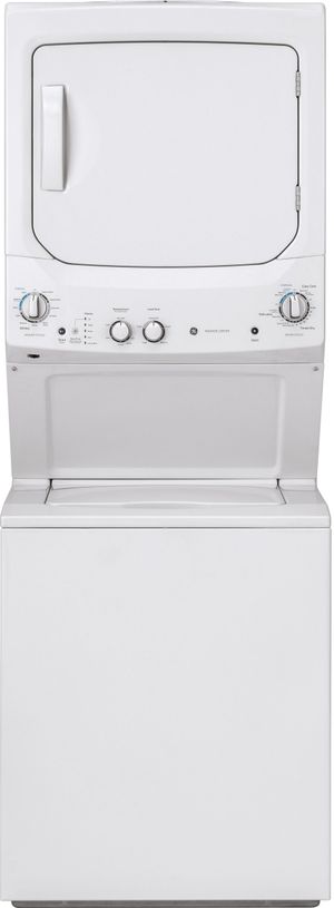 GE® 3.8 Cu. Ft. Washer, 5.9 Cu. Ft. Dryer White on White Stack Laundry