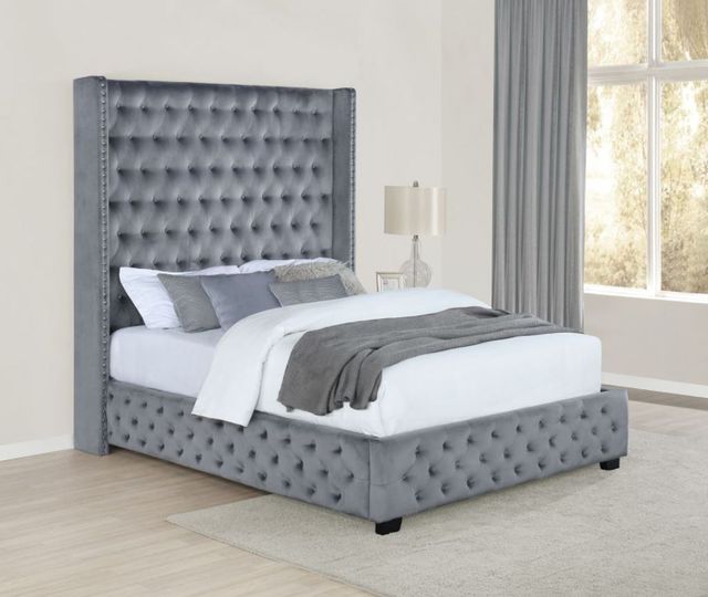 Coaster® Rocori Grey Wingback Tufted Queen Bed-3