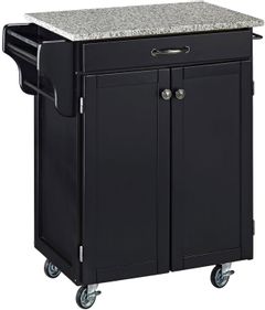 homestyles® Cuisine Cart Black/Salt-and-Pepper Granite Kitchen Cart