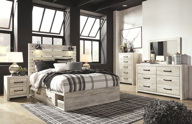 Signature Design by Ashley® Cambeck Whitewash Queen Panel Bed with 4 Drawers 3