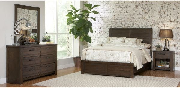 Samuel Lawrence Furniture Ruff Hewn Wood Queen Bed Plus Dresser, Mirror and Nightstand-0