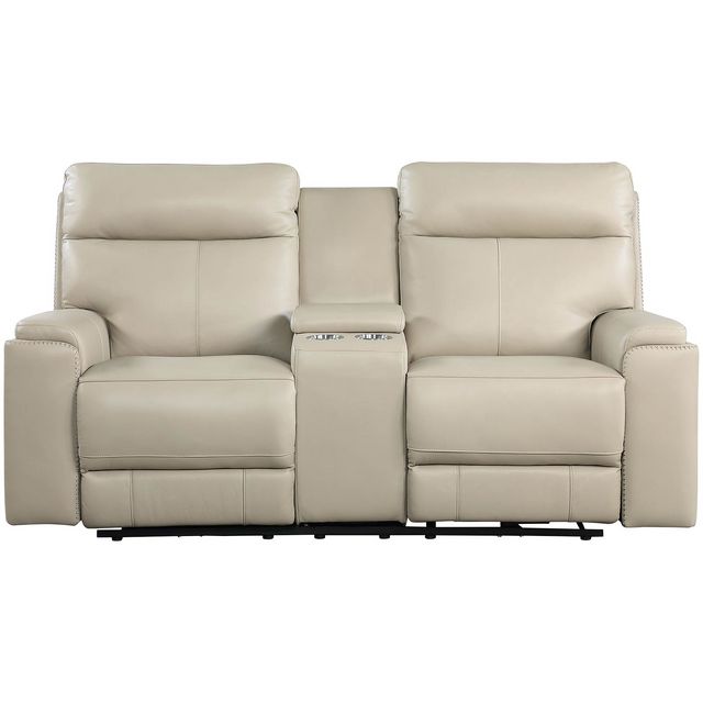 Leather Italia Bryant Leather Reclining Console Loveseat With Power Head and Foot-0