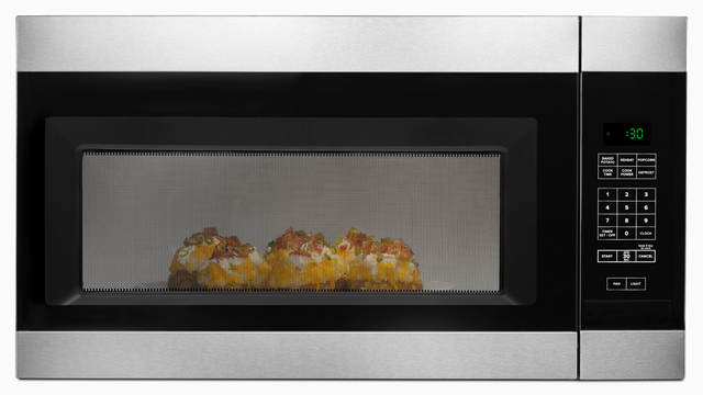 Amana® 1.6 Cu. Ft. Black on Stainless Over The Range Microwave 10