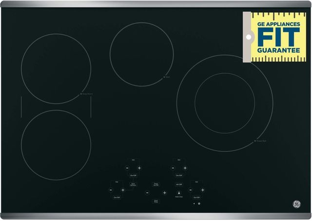 GE® 30" Stainless Steel on Black Electric Cooktop 2