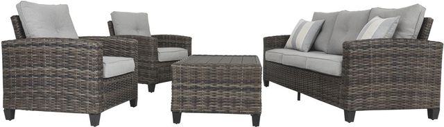 Signature Design by Ashley® Cloverbrooke Gray 4-Piece Outdoor Gathering Set 1