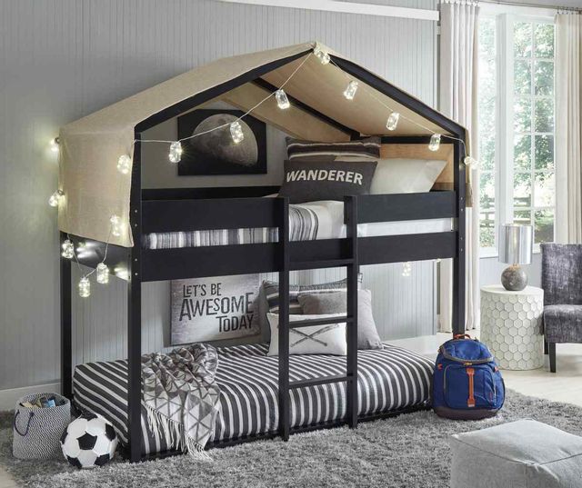 Signature Design by Ashley® Flannibrook Black Twin/Twin House Loft Bed 7