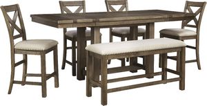 Signature Design by Ashley® Moriville 6 Piece Grayish Brown Counter Height Dining Set
