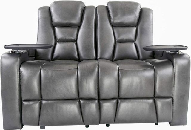 RowOne Revolution Home Entertainment Seating Dark Gray 2-Chair Loveseat 1
