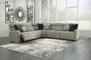 Signature Design by Ashley® Colleyville 5-Piece Stone Left-Arm Facing Power Reclining Sectional