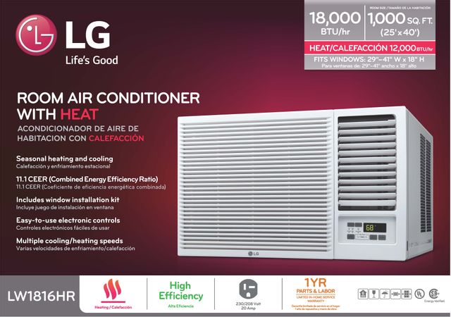 LG 18,000 BTU's White Cooling & Heating Window Air Conditioner 5