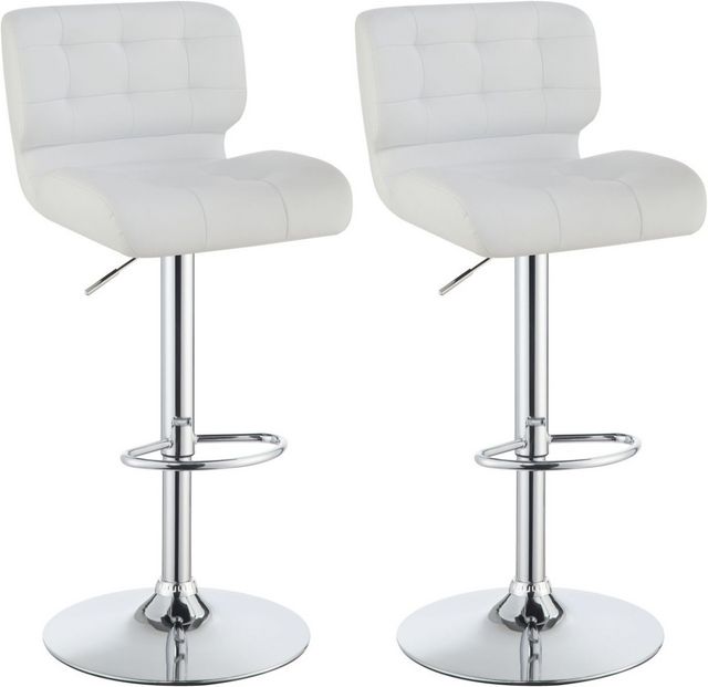 Coaster® Azalea Set of 2 Chrome/White Upholstered Adjustable Stools-0