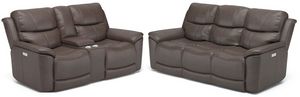 Flexsteel Cade P3 Sofa and Loveseat with console - Brown