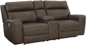 Signature Design by Ashley® Roman Umber Power Reclining Loveseat with Console