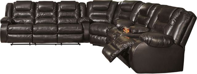 Signature Design by Ashley® Vacherie Chocolate Double Reclining Console Loveseat-2