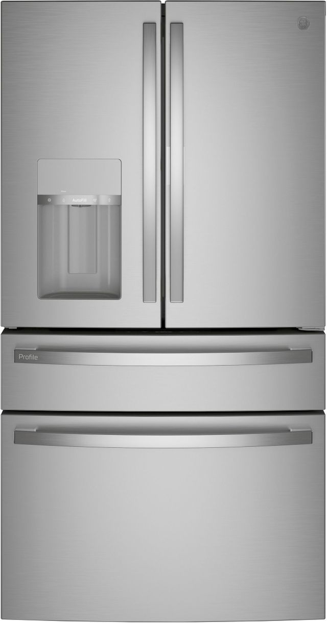 GE PROFILE 4 Piece Kitchen Package with a 27.9 Cu. Ft. Capacity 4-Door French Door Smart Refrigerator PLUS a FREE 10PC set of Luxury Cookware-1