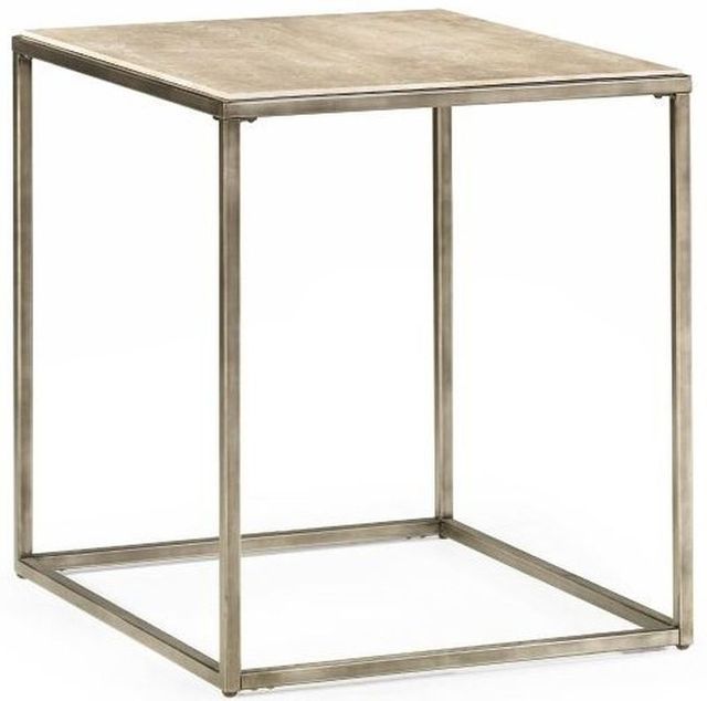 Hammary® Modern Basics Brown Marble Top Rectangular End Table with Antique Silver Base-0