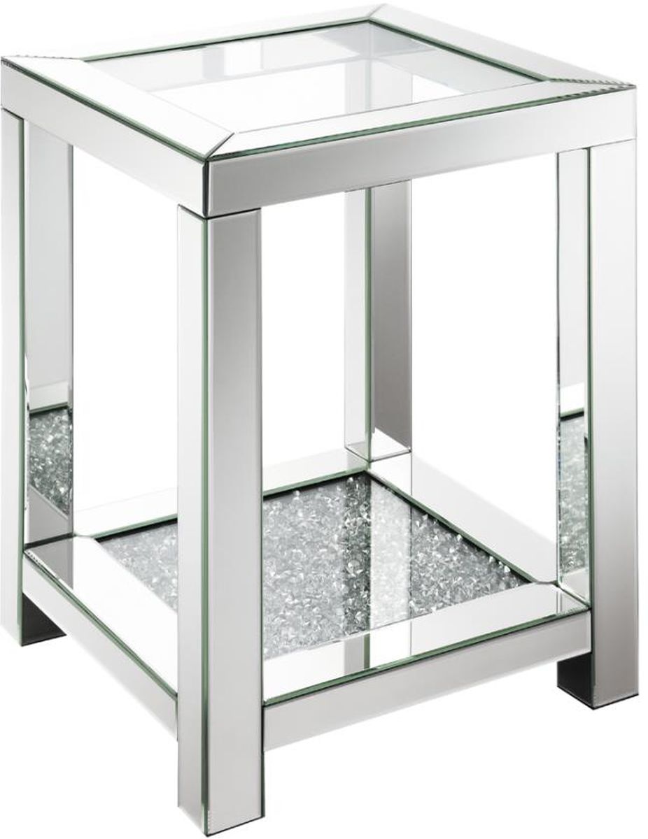 glass mirror end tables