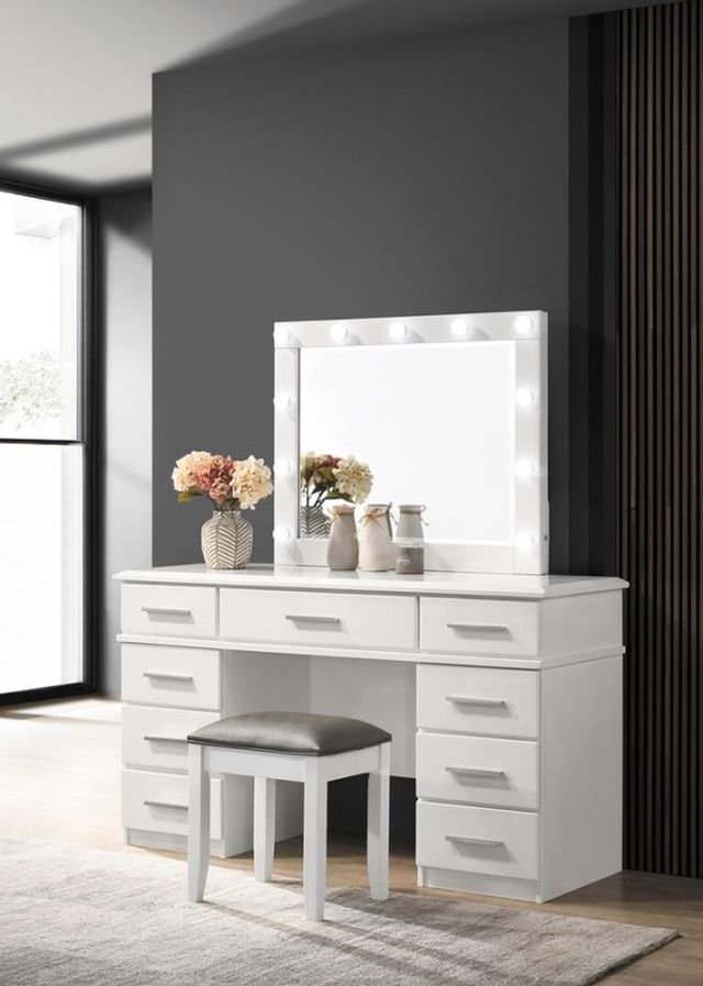 Coaster® Felicity 2-Piece Glossy White Vanity Desk Set-3