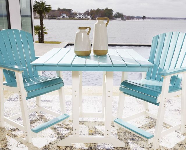 Signature Design by Ashley® Eisely Turquoise/White Outdoor Counter Height Dining Table 2