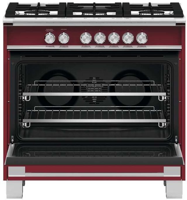 Fisher & Paykel 36" Brushed Stainless Steel with Black Glass Freestanding Gas Range 4