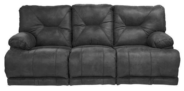 Catnapper® Voyager Slate Lay Flat Power Reclining Sofa with Triple Recliner and Drop Down Table