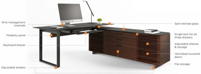 BDI Corridor® Chocolate Stained Walnut L-Desk 5