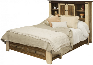 International Furniture Direct Antique Brown King Bed With Storage