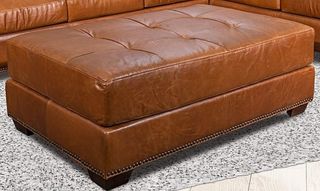 USA Premium Leather Furniture 4955 Saddle Glove Cocktail Ottoman