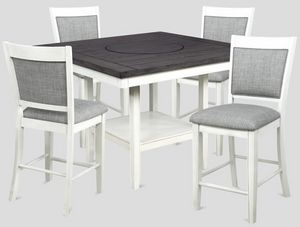 Crown Mark Fulton 5-Piece Chalk Grey/White Counter Height Dining Set