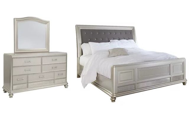 Signature Design by Ashley® Coralayne 3-Piece Silver King Sleigh Bed Set