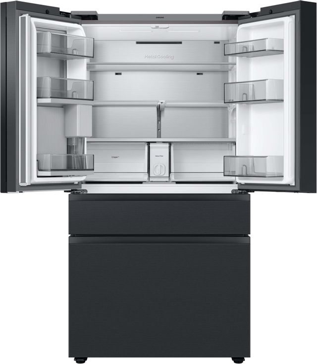Samsung Bespoke 29 Cu. Ft. Charcoal Glass French Door Refrigerator with Family Hub™ w/ Grey Glass Middle & Bottom Panels-1
