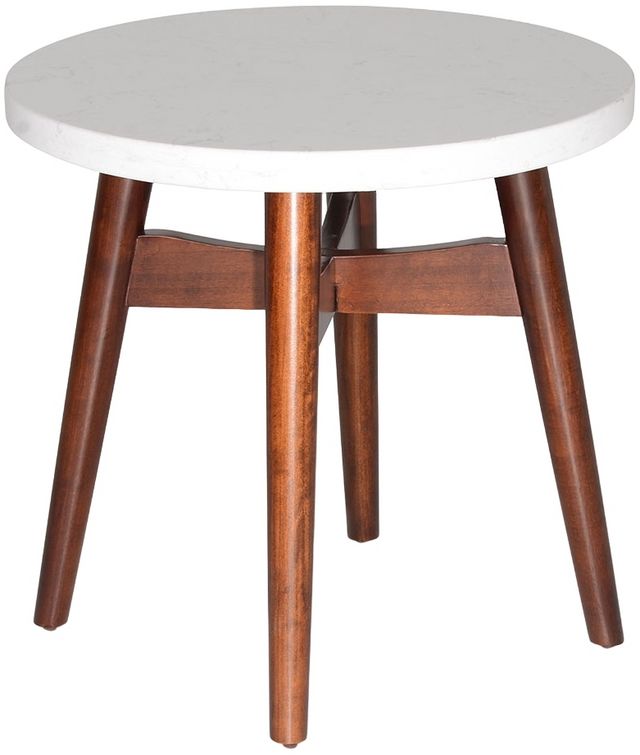 Steve Silver Co. Serena White Silverstone® Top End Table with Natural Cherry Base-0