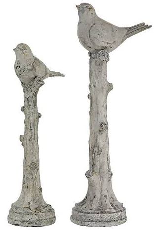 Crestview Collection Birdsong Tree Branch Rustic White & Grey Finial