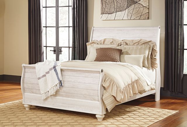Signature Design by Ashley® Willowton Whitewash King Sleigh Bed-1