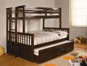 Furniture of America® University I Dark Walnut Twin/Full Bunk Bed