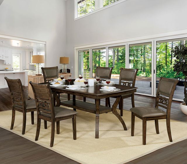 Furniture of America® Holly Satin Walnut Seven Piece Dining Set