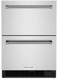 KitchenAid® 4.29 Cu. Ft. Stainless Steel Undercounter Double Drawer Refrigerator/Freezer-KUDF204KSB
