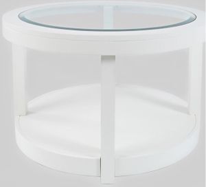 Jofran Inc. Urban Icon Glass Top Round Cocktail Table with UI White Base