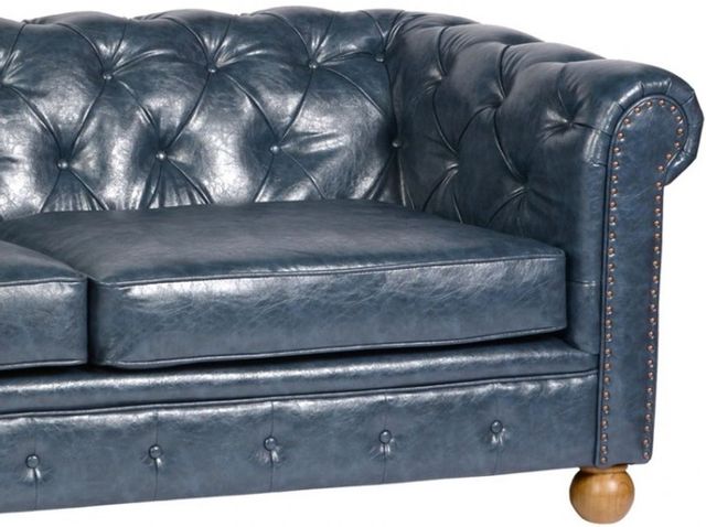 armen living winston antique blue bonded leather sofa