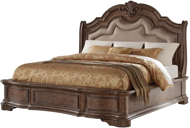 Avalon Furniture Tulsa Light Sandstone 4 Piece King Upholstered Bedroom Set-1