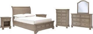 Signature Design by Ashley® Lettner 6-Piece Light Gray Twin Sleigh Bed Set