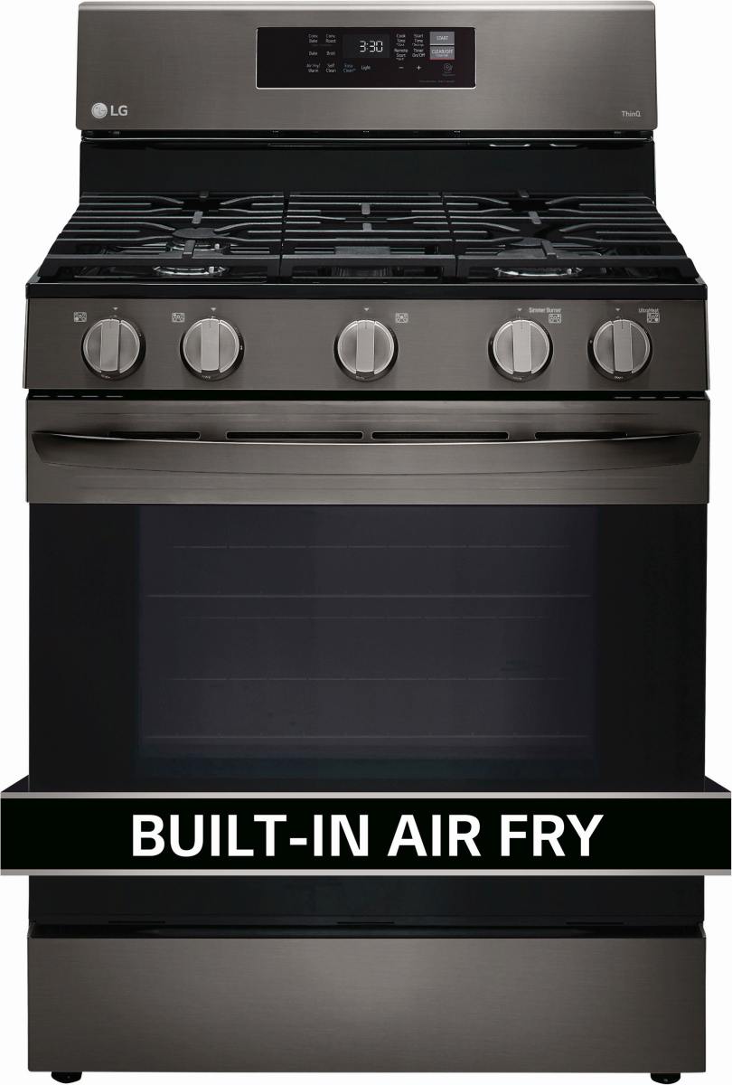 LG 30" PrintProof™ Black Stainless Steel Free Standing Gas Convection Smart Range with Air Fry