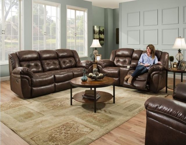 HomeStretch Reclining Console Loveseat-1