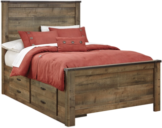 Signature Design by Ashley® Trinell Rustic Brown Full Panel Bed with with 2 Storage Drawers